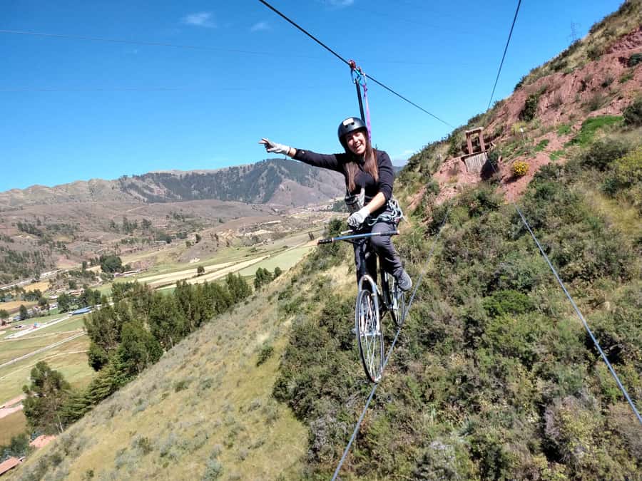 Cusco: Extreme Sky Bike and Rappelling Adventure - The 50-meter sky bike is the main event