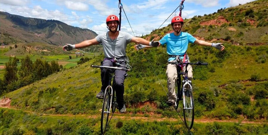 Cusco: Via Ferrata, Skybike, and Rappel Adventure - Rappelling down with a controlled rope