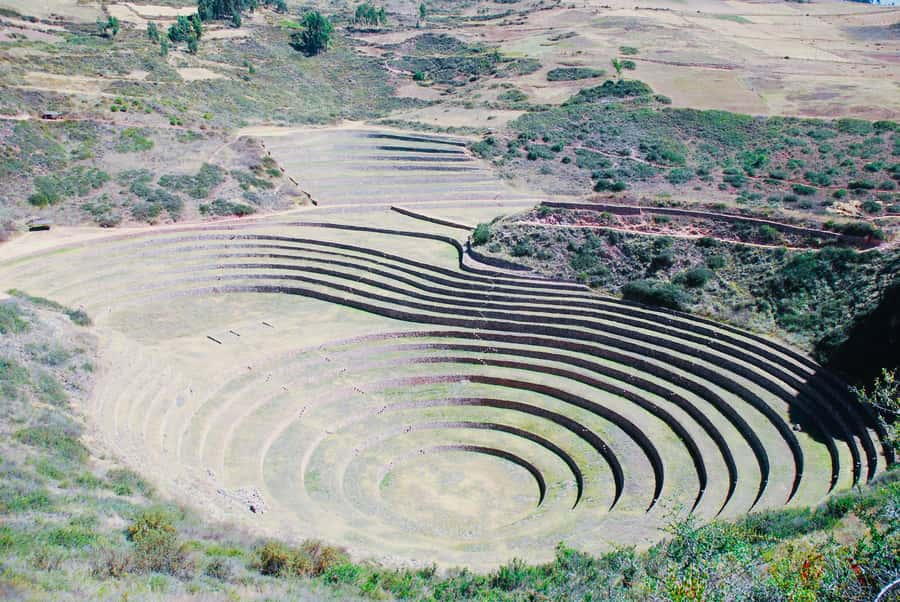 From Cusco:Chinchero, Moray, Maras, Ollantaytambo with lunch - Moray’s Circular Farming Terraces