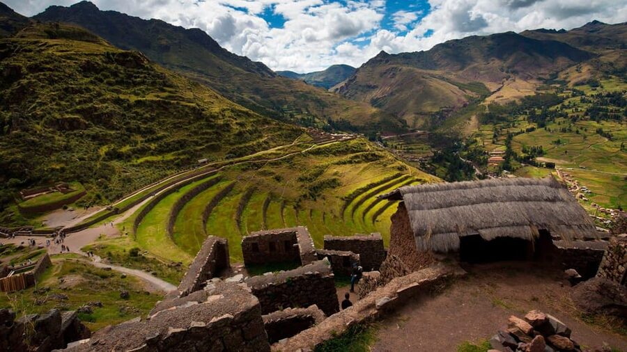 From Cusco: Sacred Valley ending in Ollantaytambo and Lunch - The Urubamba River and valley farmland